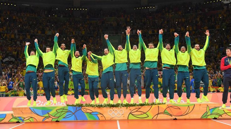 Foto FIVB: Am Ziel: Brasiliens Männer sind Olympiasieger.