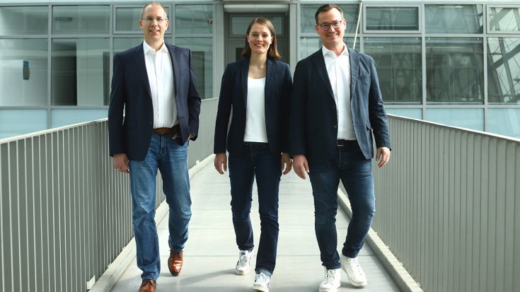 Foto Falk Weiß: Das neue Geschäftsführertrio: (v. l. n. r.) Daniel Sattler, Julia Retzlaff und Gunter Hardt 