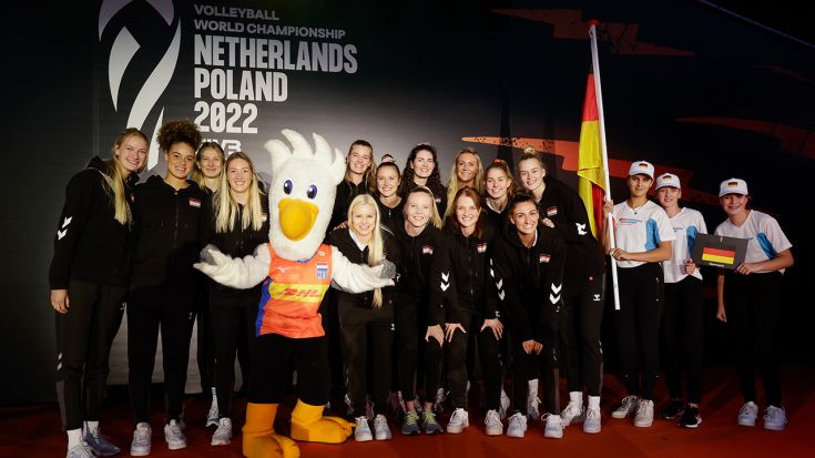 Das deutsche Team bei der Eröffnungsfeier in Arhem. Foto: Volleyballworld