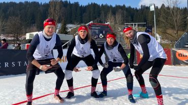 Deutsche Meisterinnen im Snow-Volleyball 2023: Melanie Gernert, , Jennifer Gernert-Scharmacher, Lydia Scherber und Nele Barber. (Foto: DVV)
