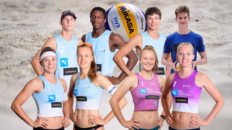 Oben v.l.n.r.: Lukas Pfretzschner, Rudy Schneider, Mio Wüst, Philipp Huster; Unten v.l.n.r.: Anna Lena Grüne, Svenja Müller, Lea Kunst, Nele Schmitt; Foto: DVV