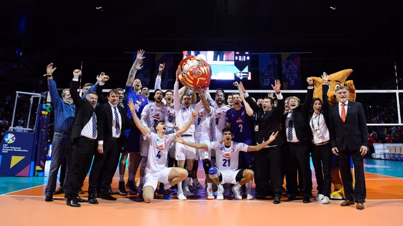 Foto Conny Kurth: Frankreich jubelt über die Qualifikation für die Olympischen Spiele in Tokio 2020.