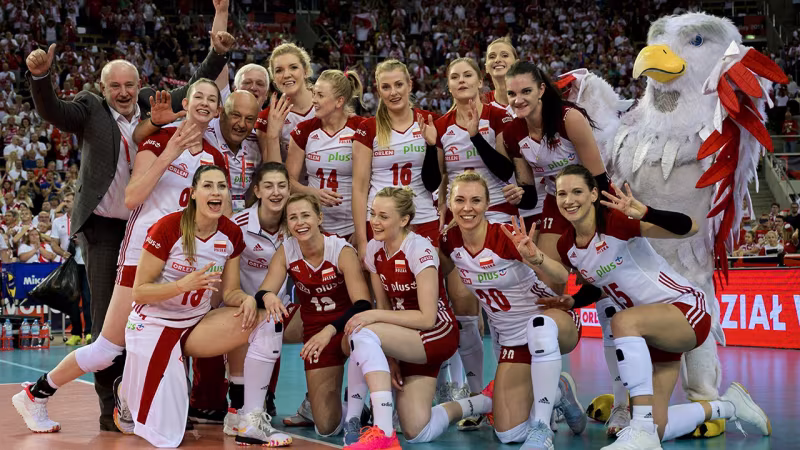 Foto CEV: Polen jubelt über den Einzug ins Halbfinale.